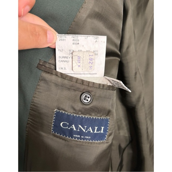 Canali Blazer 56R green sport coat double breasted jacket 100% wool - Picture 9 of 9